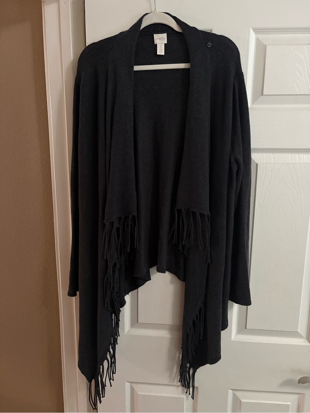 Chico's open front cardigan fringe comfy cozy soft stretch cottagecore XL